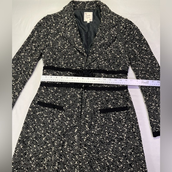 Gorgeous Nanette Lepore Black Cream Tweed Coat Jacket Ribbon Trim - L - Picture 10 of 15